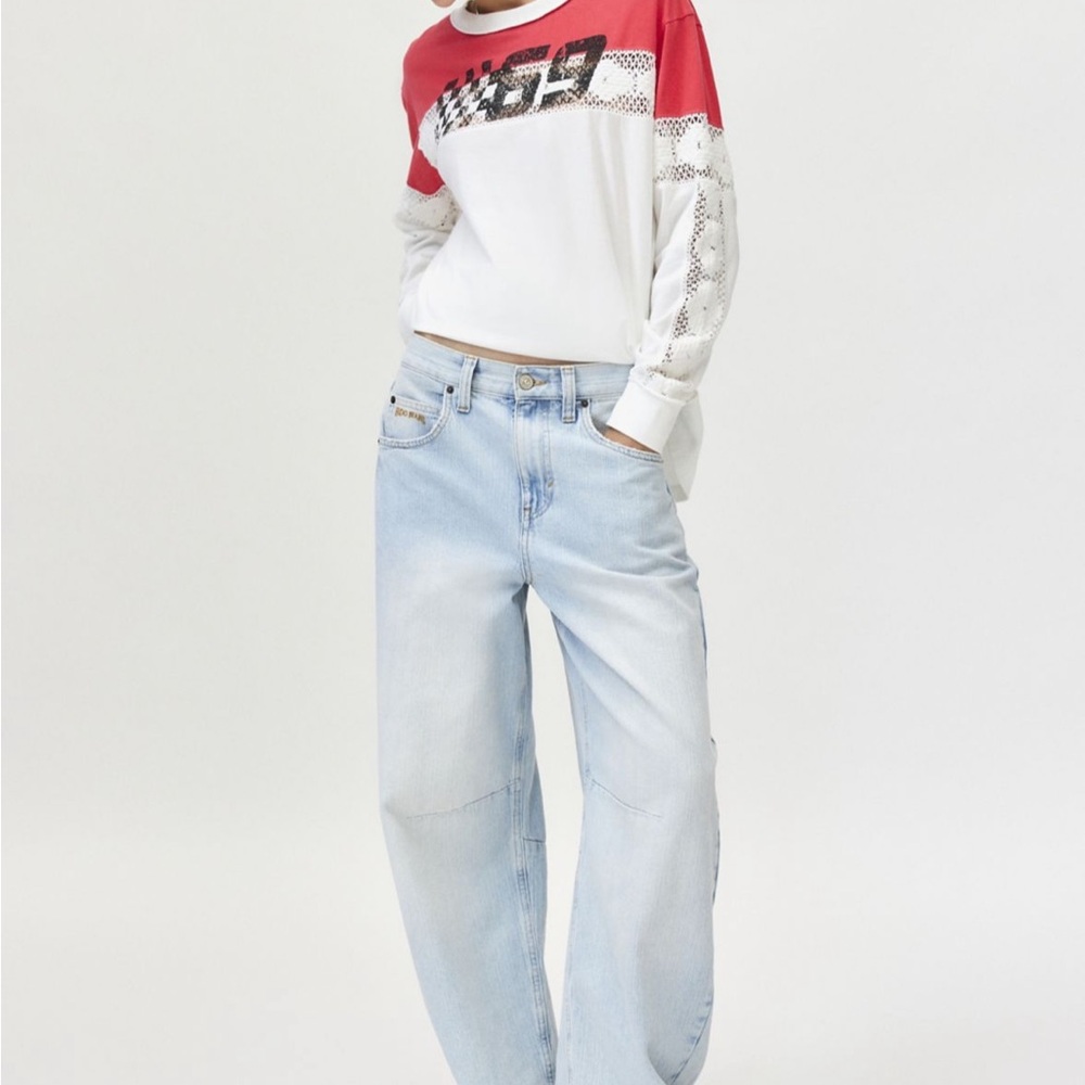 Blue Boyfriend Jeans Relaxed Fit High-Waisted